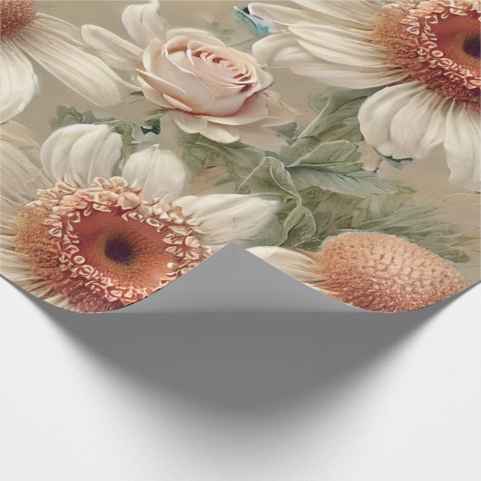 White Floral Elegant Daisies Geschenkpapier (Ecke)