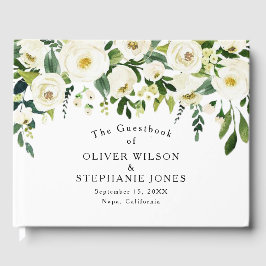 White Floral Elegant Wedding Gästebuch