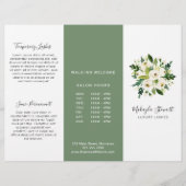 White Floral Elegante Business Trifold Broschüre (Vorderseite)