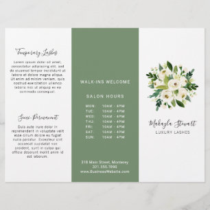 White Floral Elegante Business Trifold Broschüre