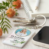 White Floral Elegante Memorial Gift Schlüsselanhän Schlüsselanhänger (Vorderseite rechts)