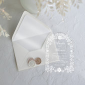 White Floral Elegante Wedding Acryleinladungen