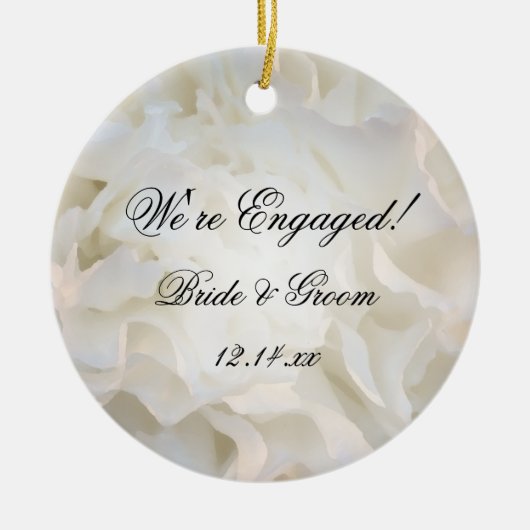 White Floral Engagement Keramikornament (Vorne)