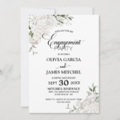 White Floral Engagement Party Einladung (Vorderseite)