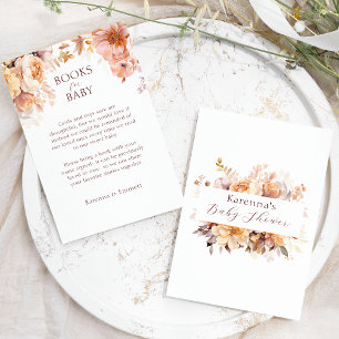 White Floral Fall Babydusche Bücher für Baby Begleitkarte
