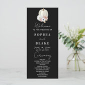 White Floral Fall Pumpkin Black Wedding Programm (Stehend Vorderseite)