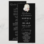 White Floral Fall Pumpkin Black Wedding Programm (Vorne/Hinten)