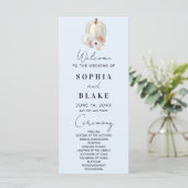 White Floral Fall Pumpkin Blue Wedding Program (Stehend Vorderseite)