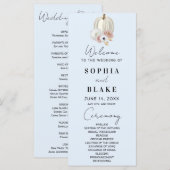 White Floral Fall Pumpkin Blue Wedding Program (Vorne/Hinten)