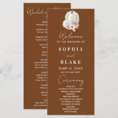 White Floral Fall Pumpkin Brown Hochzeitsprogramm (Vorne/Hinten)