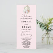 White Floral Fall Pumpkin Pink Hochzeitsprogramm (Stehend Vorderseite)
