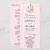 White Floral Fall Pumpkin Pink Hochzeitsprogramm (Vorne/Hinten)