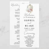 White Floral Fall Pumpkin White Wedding Programm (Vorne/Hinten)