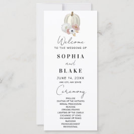White Floral Fall Pumpkin White Wedding Programm