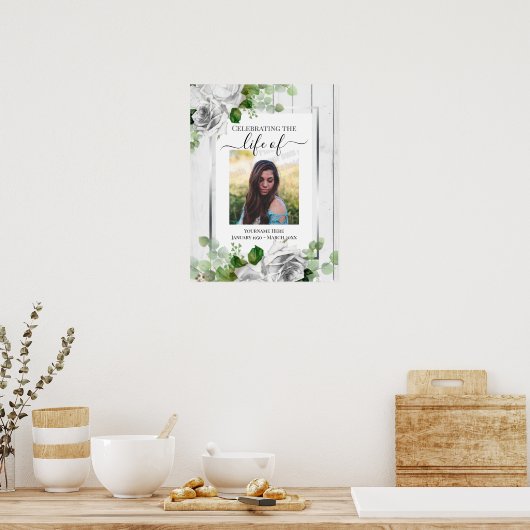 White Floral Feier Life Poster (Küche)
