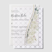 White Floral Foliage Nuestra Boda Spanische Hochze Pergament Einladungen (Versetzt (Einladung))
