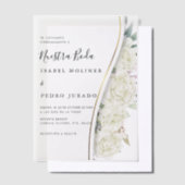 White Floral Foliage Nuestra Boda Spanische Hochze Pergament Einladungen (Versetzt)