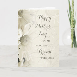 White Floral Friend Happy Mother Day Card Karte