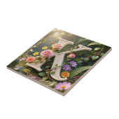 White Floral Garden Monogram Letter K Fliese (Seite)