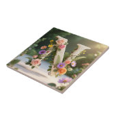 White Floral Garden Monogram Letter N Fliese (Seite)