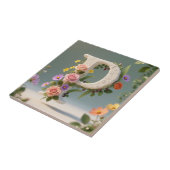 White Floral Garden Monogram Letter P Fliese (Seite)