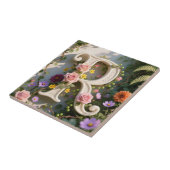 White Floral Garden Monogram Letter R Fliese (Seite)
