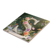 White Floral Garden Monogram Letter S Fliese (Seite)