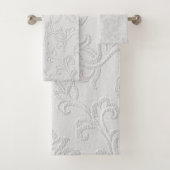 "White Floral Gemustert Design" Badetuch Set (Insitu)