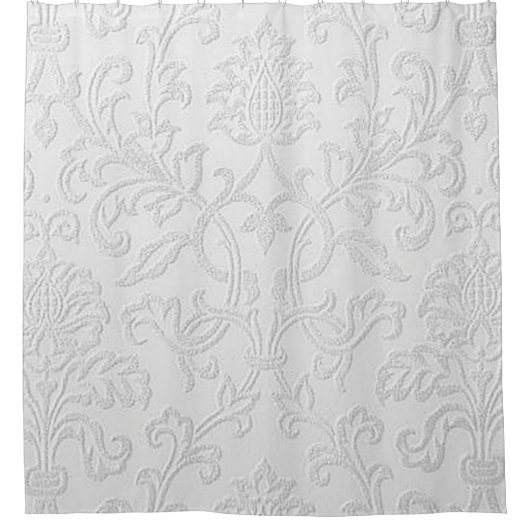 "White Floral Gemustert Design" Duschvorhang (Vorderseite)