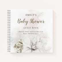 White Floral Gender Neutral Baby Shower Gästebuch