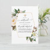 White Floral Geometric Online Virtual Wedding Einladung (Stehend Vorderseite)