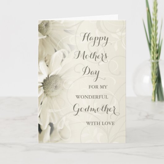 White Floral Godmutter Happy Mother Day Card Karte (Vorderseite)