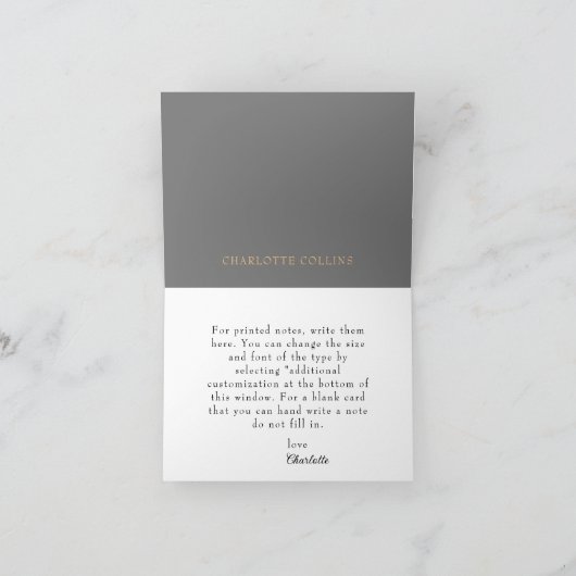 White Floral Gold Akzente Monogram C Note Card (Innenseite)