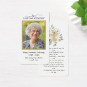 White Floral Gold Foto Beerdigungskarte (Schreibtisch)