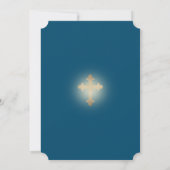 White Floral Gold Geometric Cross Boy Taufe Einladung (Rückseite)