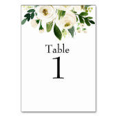 White Floral Gold Hochzeit von Watercolor Tischnummer (Rückseite)