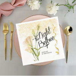 White Floral Gold Probe Dinner Napkins Serviette