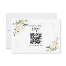 White Floral Gold QR Code Hinzufügen Sie Ihre URL