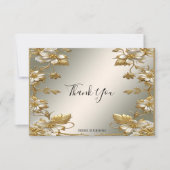 White Floral Gold Verziert Dankeschön Karte (Vorderseite)