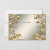 White Floral Gold Verziert Dankeschön Karte (Rückseite)