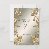 White Floral Gold Verziert Dankeschön Karte (Vorderseite)