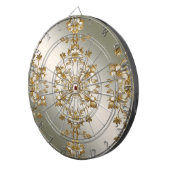 White Floral Gold Verziert Dartboard Dartscheibe (Vorderseite rechts)