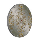 White Floral Gold Verziert Dartboard Dartscheibe (Vorderseite Links)