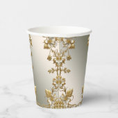 White Floral Gold Verziert Paper Cup Pappbecher (Rechts)
