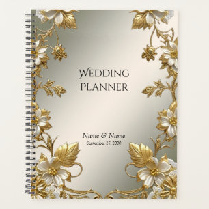 White Floral Gold Verziert Plane Planer