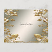 White Floral Gold Verziert Postcard Postkarte (Vorderseite)