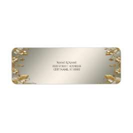 White Floral Gold Verziert Rücksendeadresse