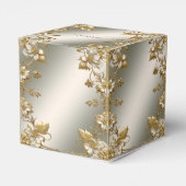 White Floral Gold Verzierte Favor Box Geschenkschachtel (Rückseite)