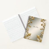 White Floral Gold Verziertes Notebook Notizblock (Innenseite)
