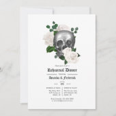 White Floral Gothic Hochzeit Probe Dinner Einladung (Vorderseite)